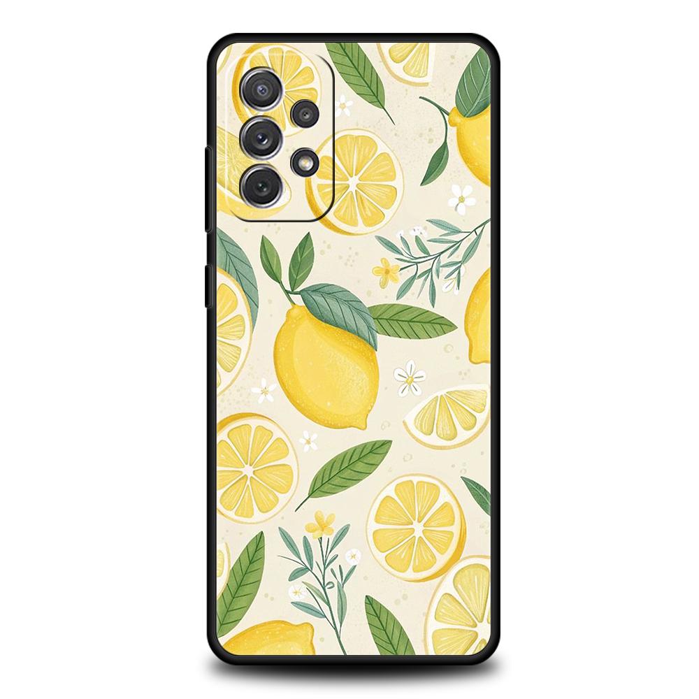 Phone Case for Samsung Galaxy A55 A53 A52 A52S A51 A41 A35 A32 A25 A23 A15 A13 A71 A72 Soft TPU Fresh Summer Fruit Lemon Cherry