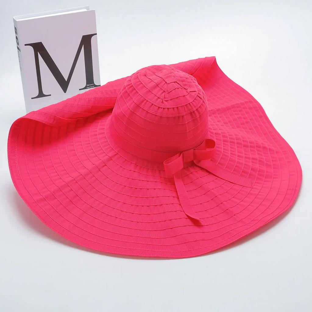 20cm Oversized Brim Sun Hats For Women Girls Outdoor Cotton Portable Foldable Beach Hat Anti-Uv Protection Hiking Fisherman Caps