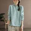 Retro Long-sleeved T-shirt for Women In Autumn and Winter New Style Clothes, Loose Tops, Embroidered Middle-aged Mother Base Shirt