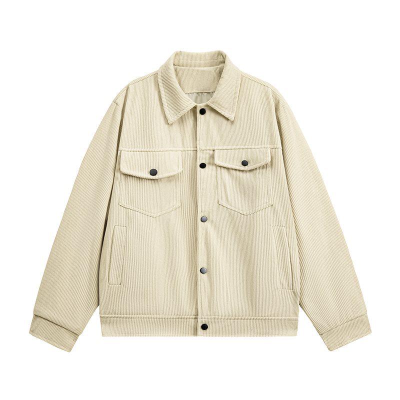

Spring/Autumn Men s Trendy Corduroy Lapel Jacket 2026 L бежевий