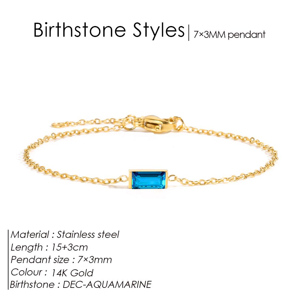 eManco Personalized Minimalist Birthstone Bracelet Stainless Steel PVD Gold Color Women's Birthday Gifts Daily Wear Celebrations