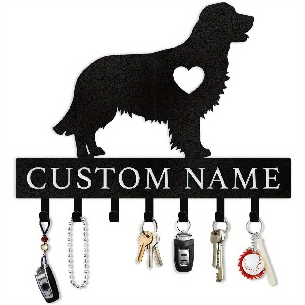 Metal Dog Key Holder Wall Mounted Personalized Leash Hanger Entryway Organizer Gift 10 in
