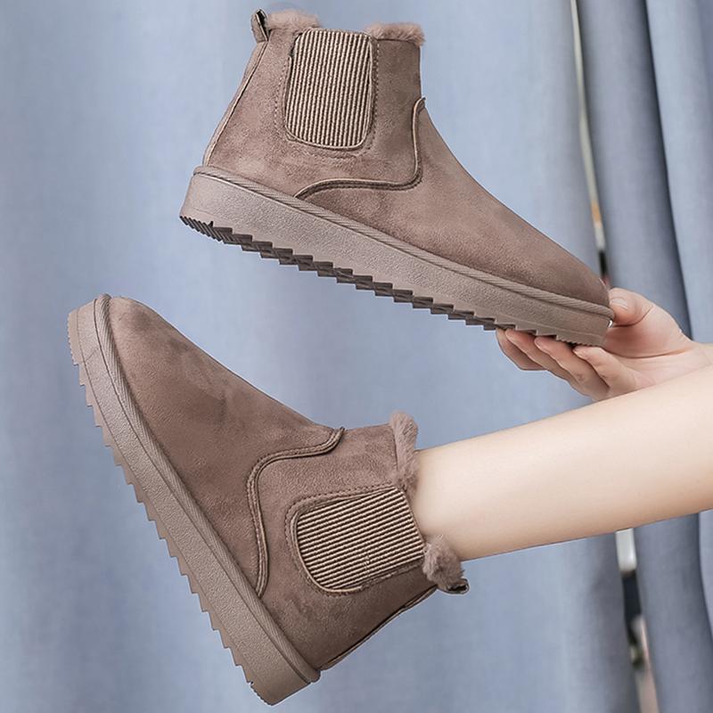 Fashion Women's Winter Faux Suede Snow Boots Plus Size Warm Thicken Plush Cotton Padded Shoes Comfort Anti Slip Platform Ankle Boots