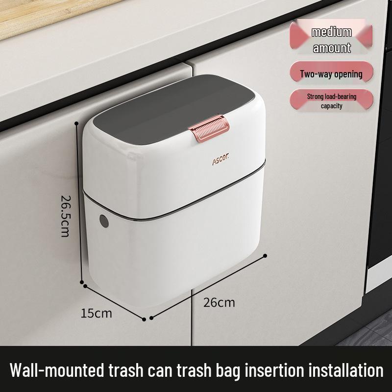 Wall-Mounted Large Capacity Kitchen Trash Can with Lid for Bathroom or Toilet