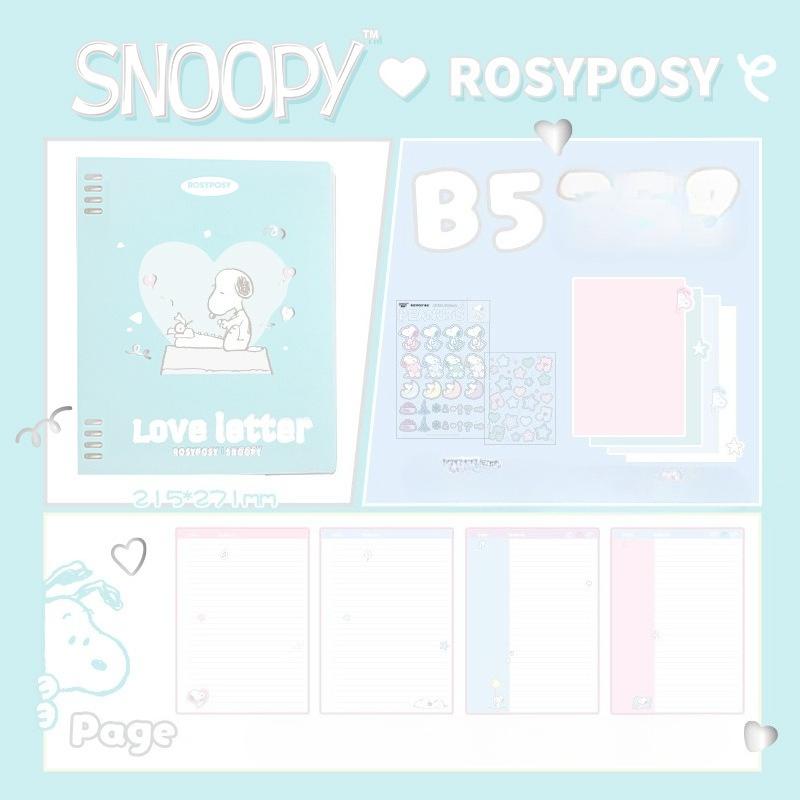 RosyPosy soft set, Snoopy joint loose-leaf book, student A5/B5 horizontal line workbook notebook