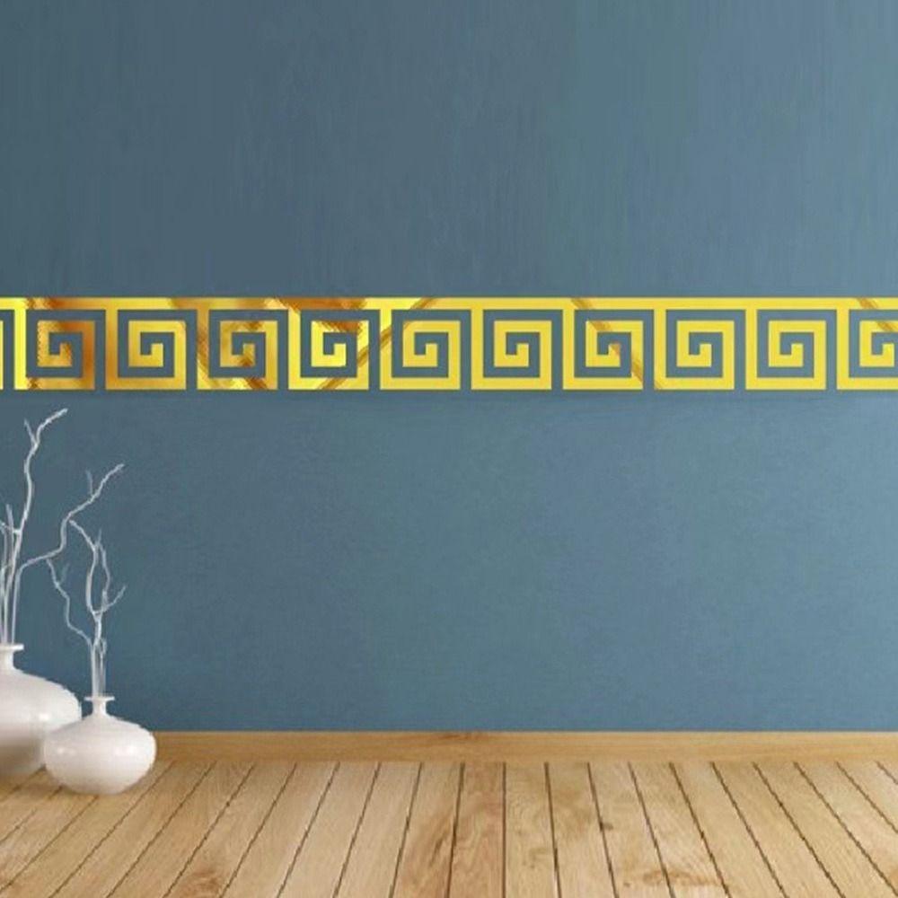 10pcs 3D Mirror Self-Adhesive Waistline Self-Adhesive Edge Strip Decoration Corner Line  Wall Decor