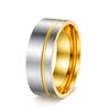 European & American Titanium Steel Couple Rings with Gold-Inlaid Groove and Frosted Finish