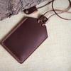 NEW Soft Leather Cowhide ID Badge Holder Name Tag Case with Neck Strap Chest Card Work Pass Meal Card Bus Card Holders Keychain School Office Supplies
