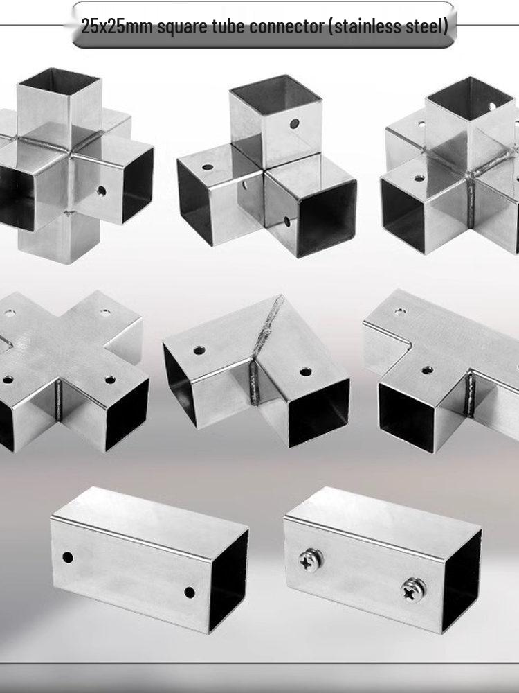 Stainless Steel 25x25mm 4-Way 90-Degree Square Tube Connectors