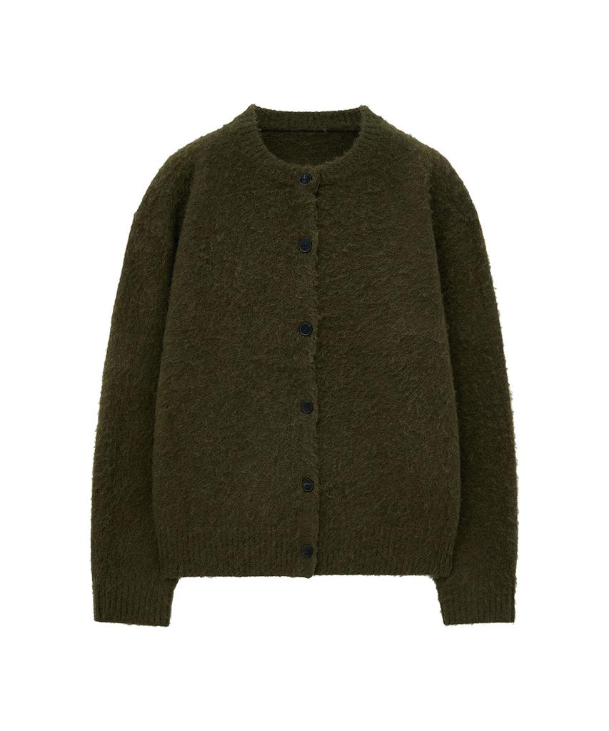 Big Union Alpaca Boucle Crop Cardigan (Olive)