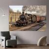 2D Nostalgic Steam Engine Backdrop Vintage Train Station Studio Photography Background