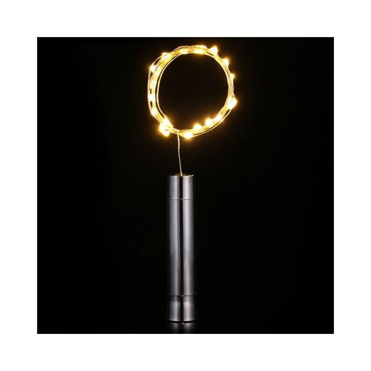 2m 20-LED ED Copper Plated Christmas Holiday Celebration Cork Lamp - White