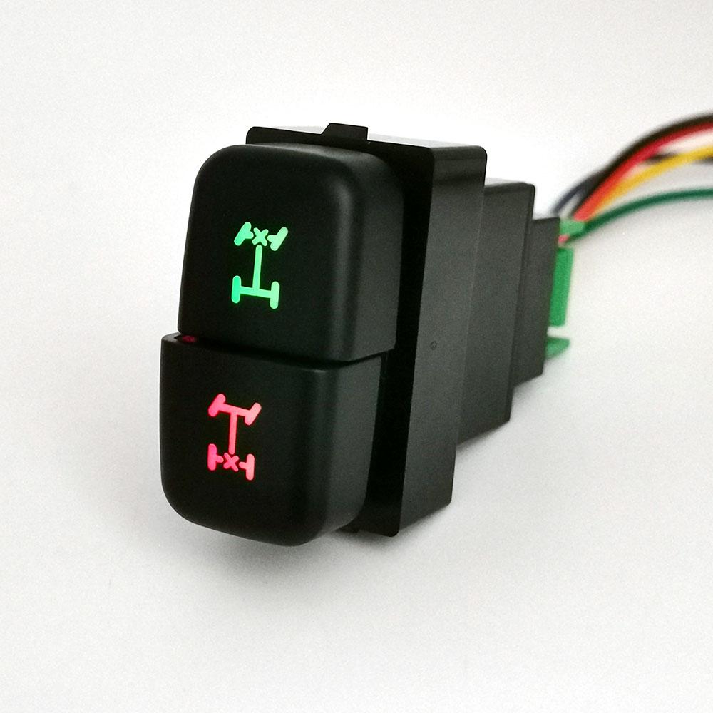 DC12V Car Dual key Switch LED DRL Fan Power on off Radar Switch Button with wire For Mitsubishi Pajero Triton ASX Lancer