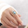 Stainless Steel Flippable Rings Double Sided Rotatable Opal Rings Geometric Oval Rings  Girls