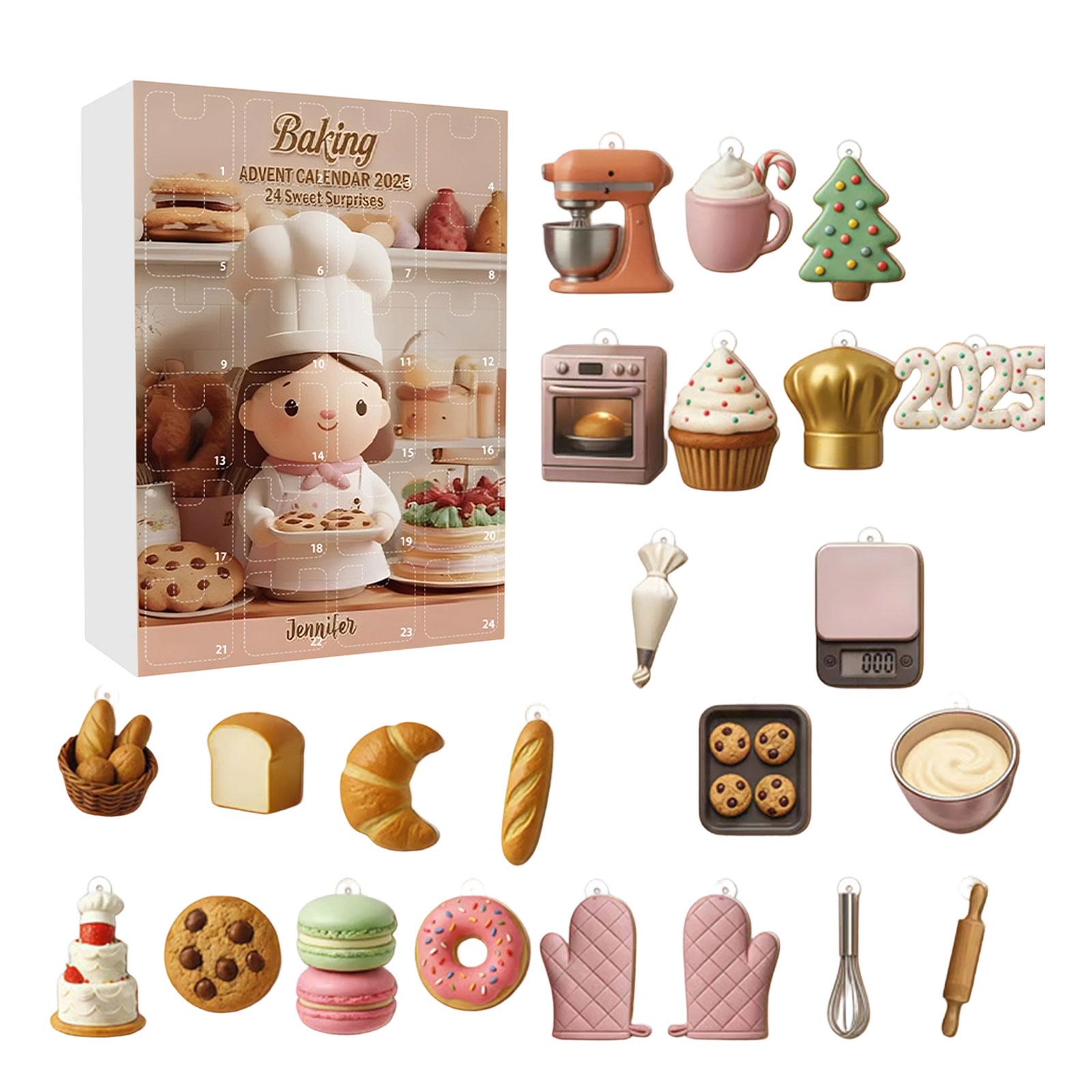 

24-Сюрприз Сладкий Календарь Обратного Отсчета, Подарок для Любителей Выпечки, 2D Акриловый Календарь Обратного Отсчета, Подарок для Семейных Шеф-поваров, Подарок для Шеф-повара One Size