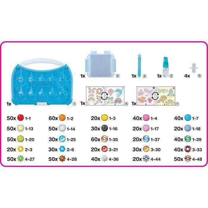 Aquabeads L'atelier d'initiation, Coffret 900 perles de 25 couleurs, perles qui collent avec de l'eau, 35087, Dès 4 ans