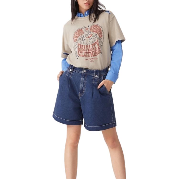 Levis Simple Comfortable Versatile Casual Loose Short Sleeve T-Shirt Women Tops Gray 003SQ-0001