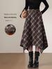 Women's Retro Irregular Plaid Woolen A-line Long Skirt - Autumn/Winter 2025 Collection