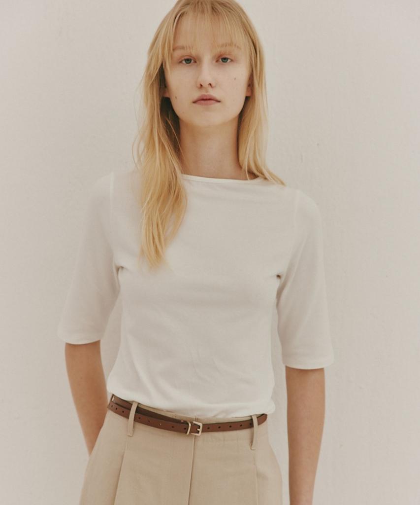 Okuka Cotton & Modal Simple Top, White