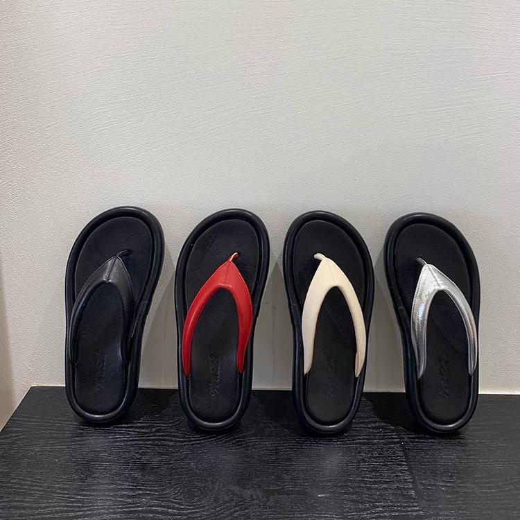 Fashion Women's Shoes Silver Ladies' Slippers Rubber Flip Flops Platform Shale Female Beach Luxury Slides Hawaiian Soft Summer Sabot