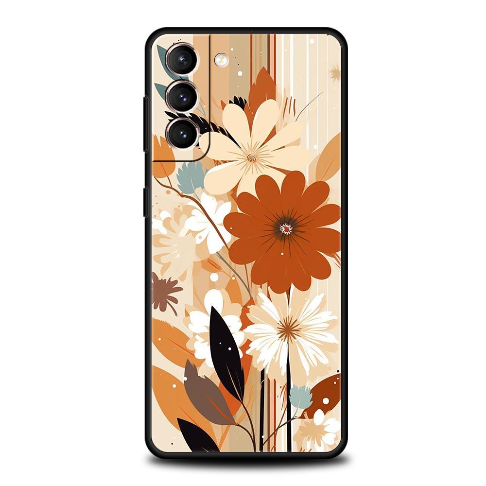 Sunflower Phone Case For Samsung Galaxy S26 Ultra S25 Plus S24 FE S23 S22 5G S21 S20 Cover Black Soft