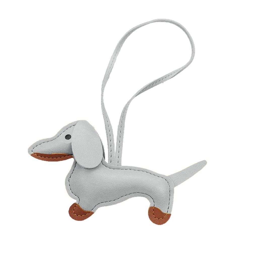 Handmade PU Leather Puppy Dog Keychain Pendant Lovely Dachshund Bag Phone Pendant Women Backpack Handbag Charm Decors