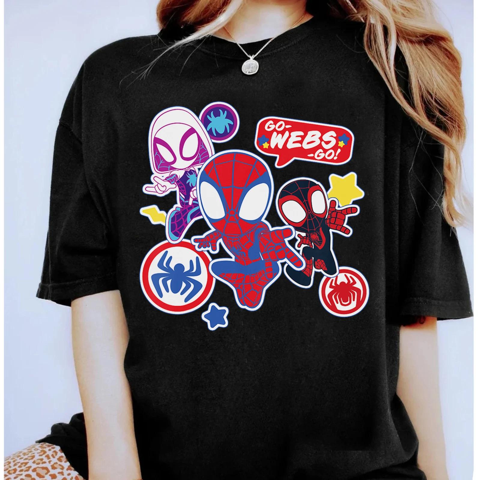 Marvel Spidey and His Amazing Friends Go Webs Go Boy Unisex 100% Cotton T-shirt Mens Tees Top Kid Tee S