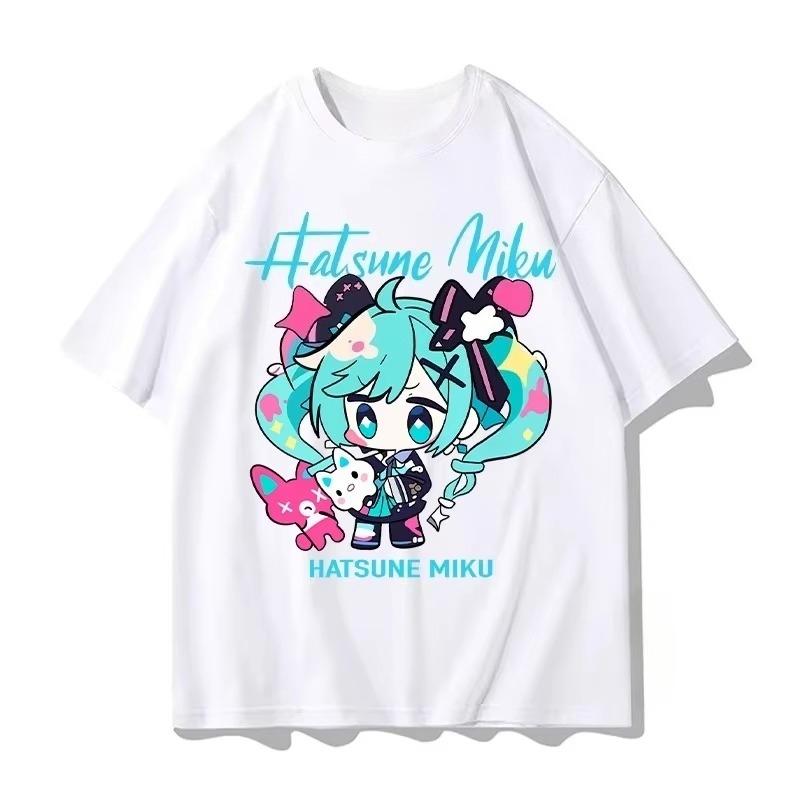 Japanese Anime Hatsune Miku Unisex Womens Tshirt Harajuku Street Casual Fashion Cotton Shortsleeve Soft and Breathable