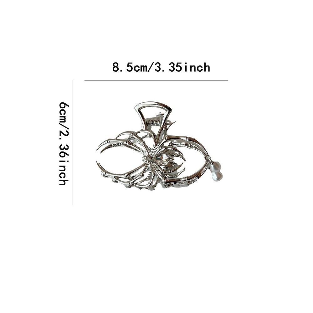 Punk Hollow Spider Hair Claw Rhinestone Pearl Large Shark Clip Y2K Hair Accessories Metal Hair Claw Party