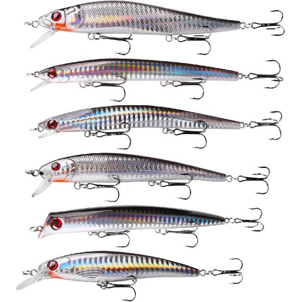 OROOTL Saltwater Fishing Lures Kit Surf Fishing Striped Bass Lures Inshore Minnow Lures Jerkbait Topwater Popper Plugs Set Offshore Ocen Fishing