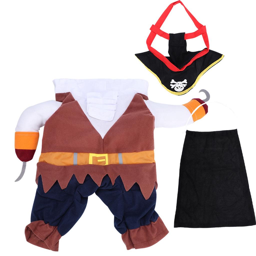 Polyester Cute Durable Pet Halloween Clothes Pirate Funny Costume Dress Up for Cats Dogs(S)