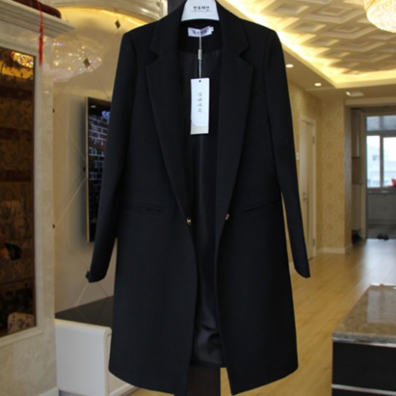 Women's Spring and Fall Korean Style In The Long Section of The Suit Jacket Long-sleeved Thin Straight Coat