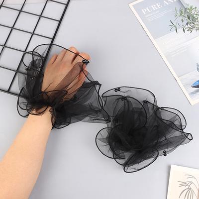 1 Par Manga Flare com Contas Manicure Fundo para Foto Casamento Punhos de Tule Decoração para Foto de Mão Melhoria de Unha Fotografia
