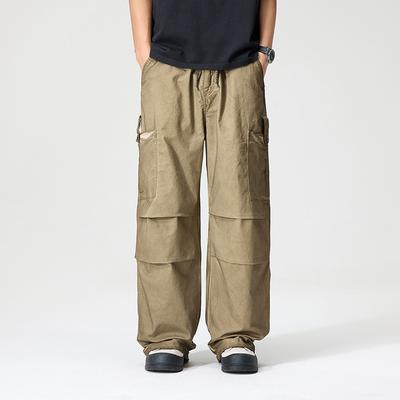 Spring and Summer New Multi-pocket Overalls Men's American Retro Trendy Casual Pants Loose Straight Paratrooper Pants