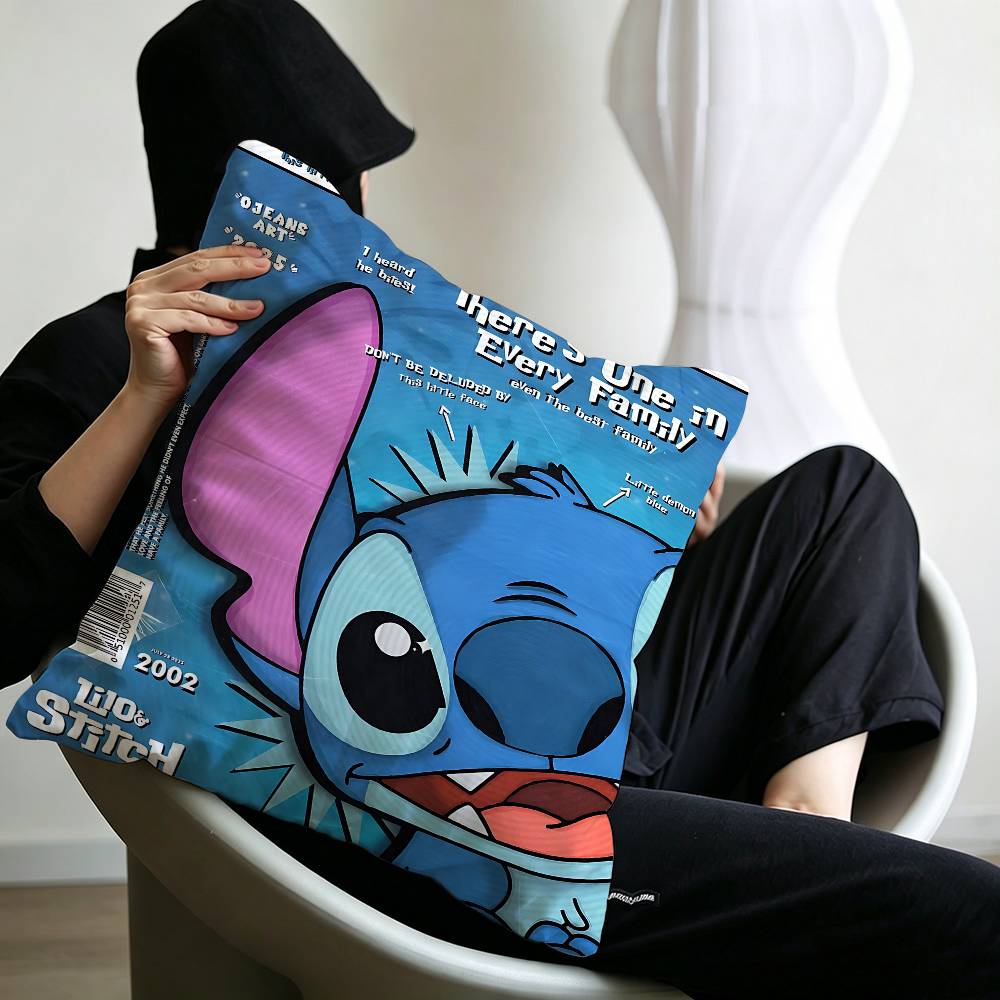 Cute Hello Sstitch Office Cushion Pillowcase Car Cushion CoverXCM Lumbar Pillowcase Sofa Pillowcover