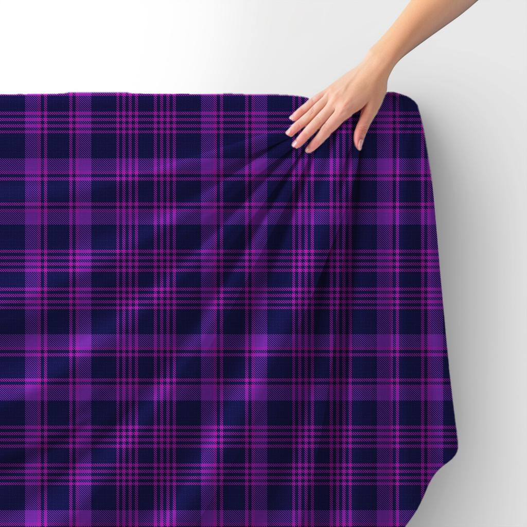 Royal Samt Stoff Polyester Zum Nähen - Motiv Lila Kariert