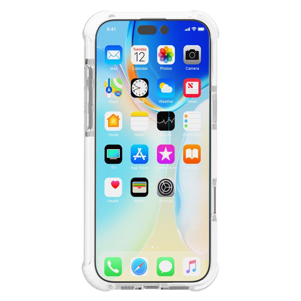 For iPhone 16 Pro Max Clear Mobile Phone Case Shockproof TPU+TPE+PC Phone Cover