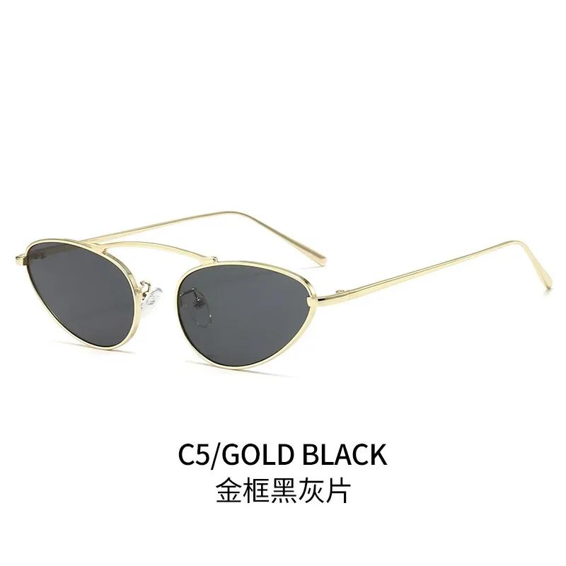 Fashion Luxury Cat Eye Sunglasses for Women Unique Small Oval Metal Frame Brand Design Eyewear UV400 Sunglasses Lentes De Sol