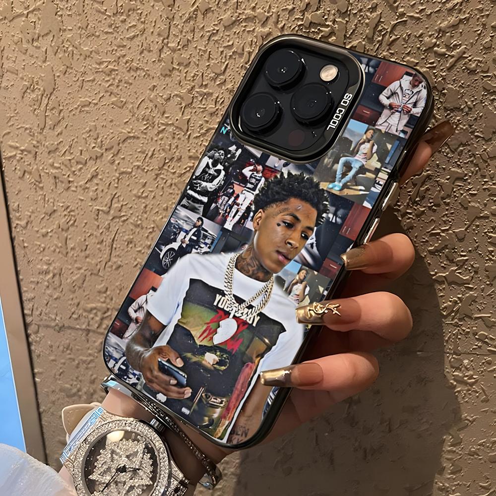 

Nba Youngboy Phone Case For 17 Air IPhone 16 Pro Max 15 Pro 14 Plus 12 13 X XS Max 11 Pro Colorful Silver Cover iPhone 16 Pro