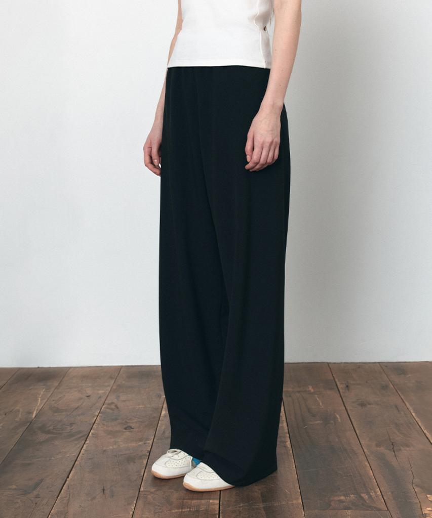 Siyajyu Sipt7192 Comfort Wide Elastic Waist Slacks_Black