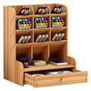 Wooden Desk  , Pen Holder with Drawer Paper Holder Storage Container for Pencil   Supplies