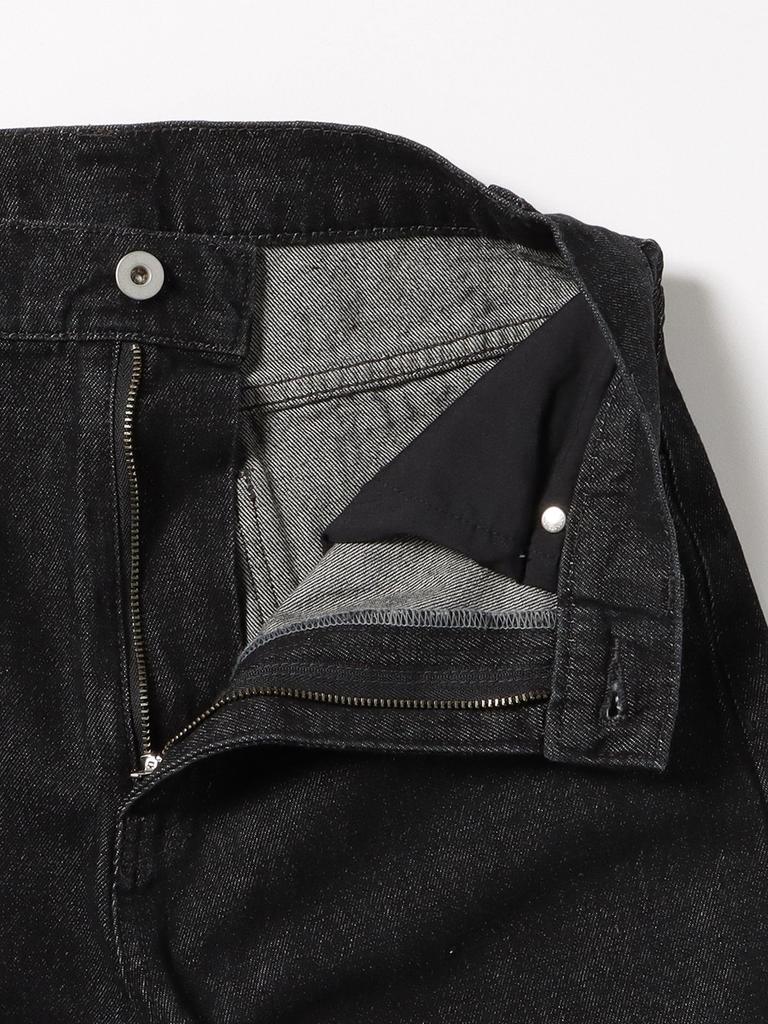 Pants Turnback Wide Denim Pants BLACK S [Beams Heart] (S-M) Women's