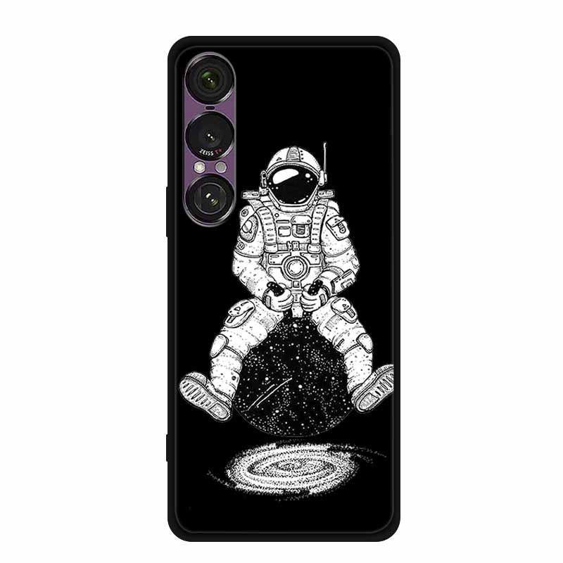 Pro pouzdro na telefon Sony Xperia 1 VII 2025 Kreslené kočky TPU Měkké černé silikonové zadní krycí pouzdro Pro Sony Xperia 1VII 6.5" Pouzdro Funda