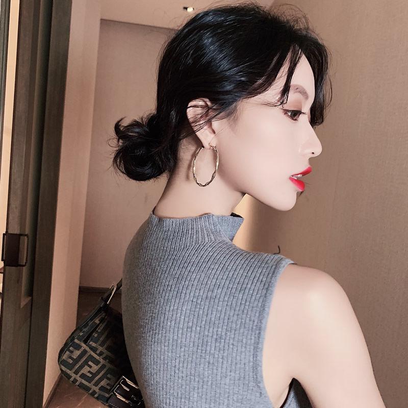 JMXD Bold Circular Statement Earrings Modern Sculptural Design Mixed Metals Retro Style Lightweight Comfort Unique Fashion Personality Minimalist