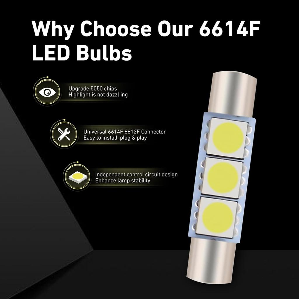 10PCS T6 Car LED Reading Light, 5050-3SMD Flat Head Dual Tip 180° Lighting Lamp, 12V Plug and Play Interior Lighting Kit, Universal for Car Sun