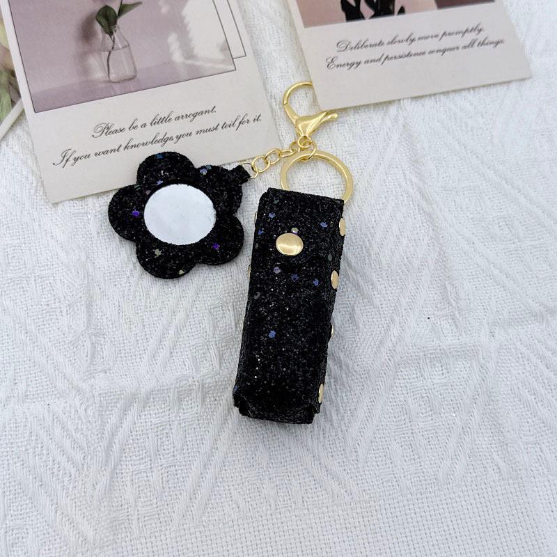 Portable Lipstick Bag Pouch Lip Balm Bag Keychain Holder Creative Lipsticks Protective Cover With Mirror