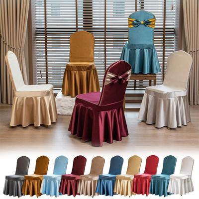 1PC Wedding Chair Cover Party Decoration Spandex with Skirt Pleated Use Elastic Stretch Dining Luxury Birthday Hotel Banquet