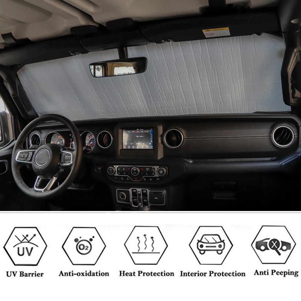 Car Front Windshield Sunshade Sun Visor Anti UV Insulation Pad for Jeep Wrangler JL Gladiator JT 2018-2025 Interior Accessories