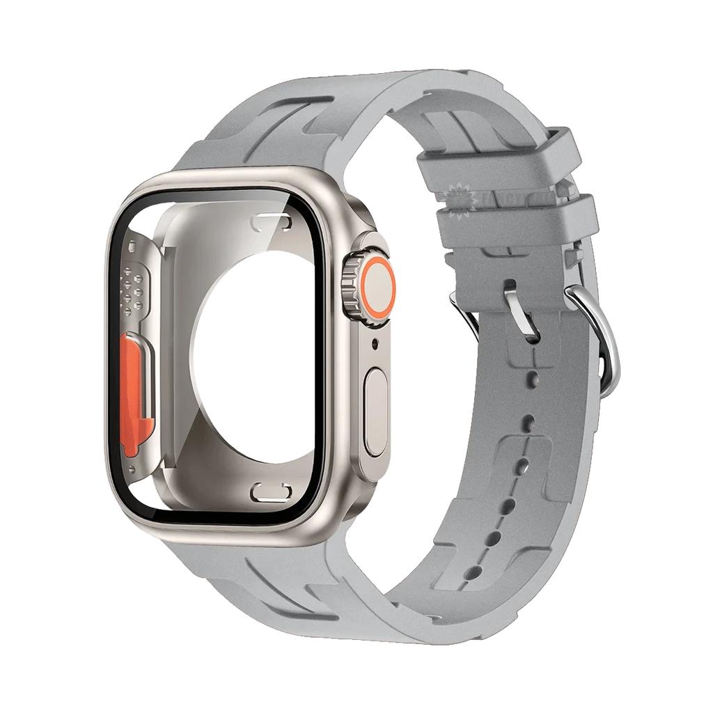 Original Silicone Band &Change To Ultra Case For Apple Watch 9 8 7 6 SE 5 4 Strap For iWatch Series 44mm 45mm 42mm 41mm Bracelet