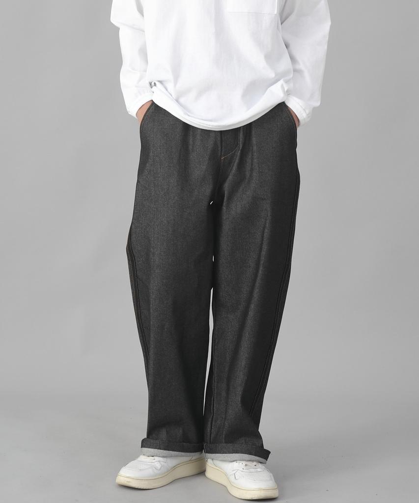 Seinteukeulu Black P-Line Ex Wide Pants Plw-341 Denim Black